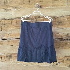 Mododor Navy Pull On Cotton Midi Skirt Size Large.